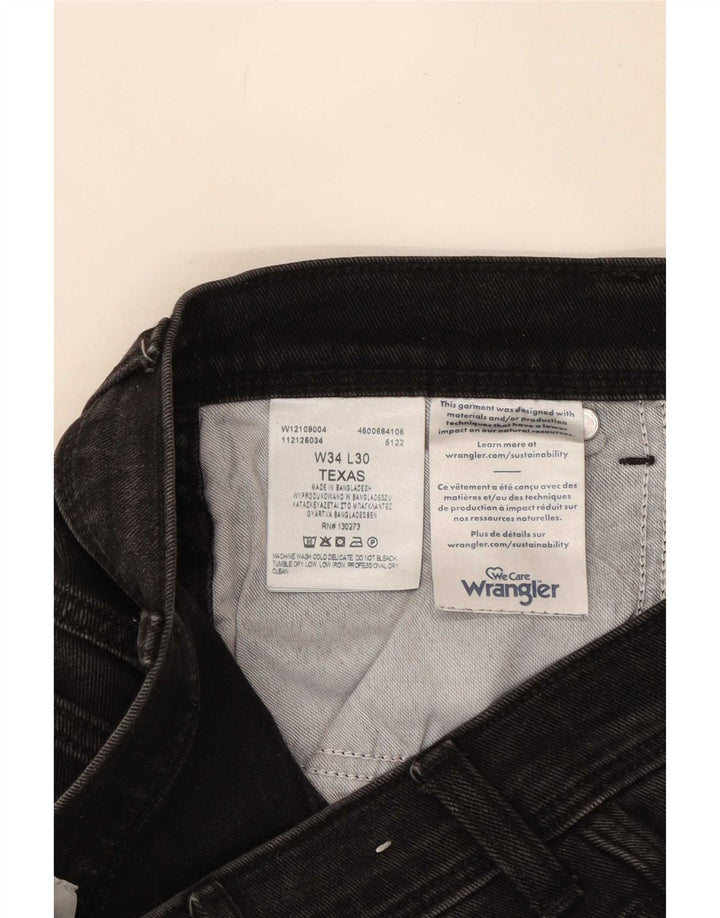 Wrangler Vaqueros rectos Texas para hombre W34 L30 Algodón negro