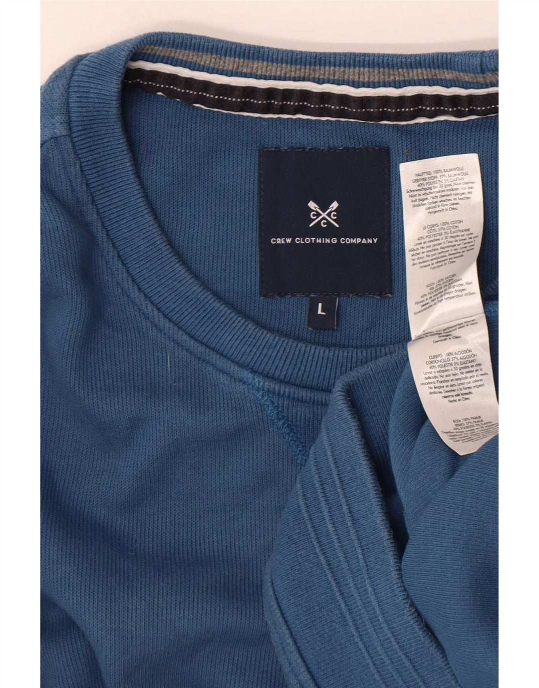 Crew Clothing - Jersey de cuello redondo para hombre, talla grande, algodón azul