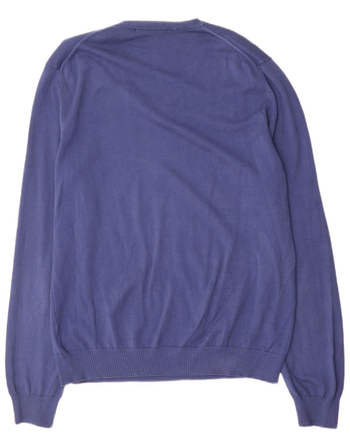 Harmont & Blaine Jersey con cuello en V para hombre, talla grande, azul