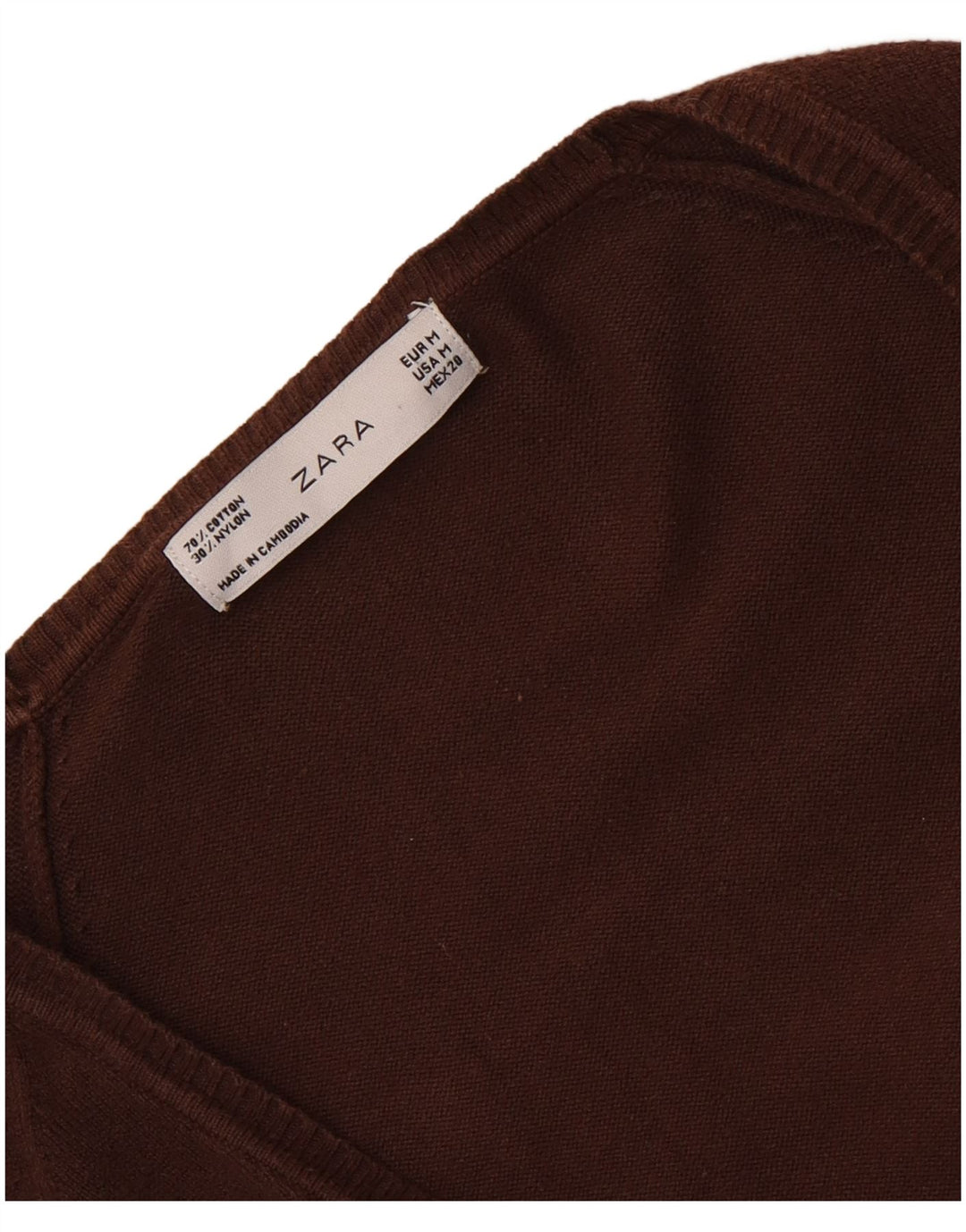 Zara Mujer Cárdigan Suéter UK 12 Algodón Marrón Medio