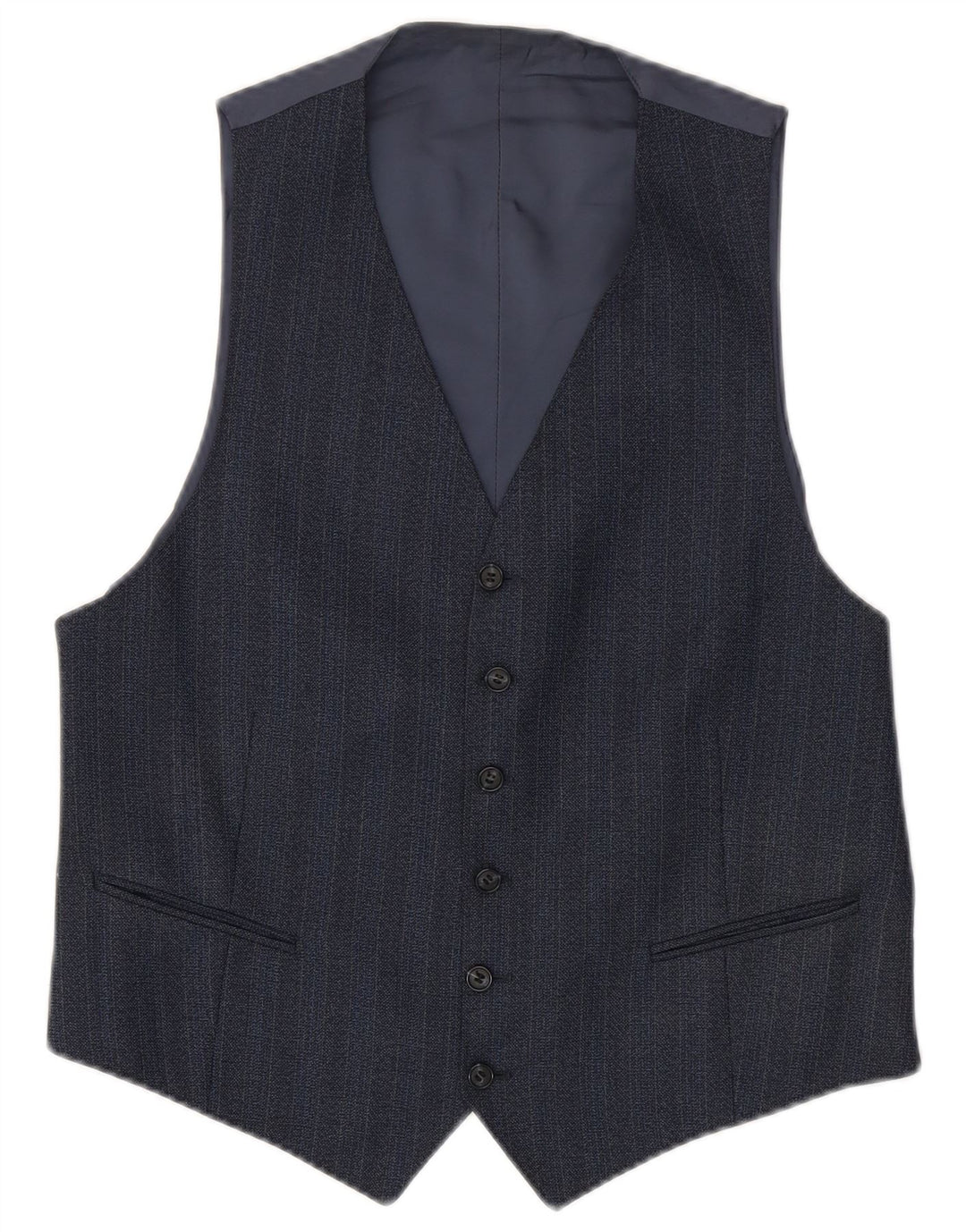 Chaleco vintage para hombre pequeño azul marino a rayas
