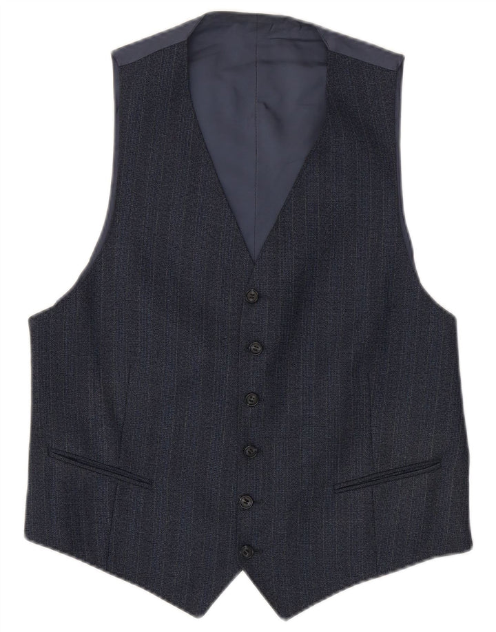 Chaleco vintage para hombre pequeño azul marino a rayas
