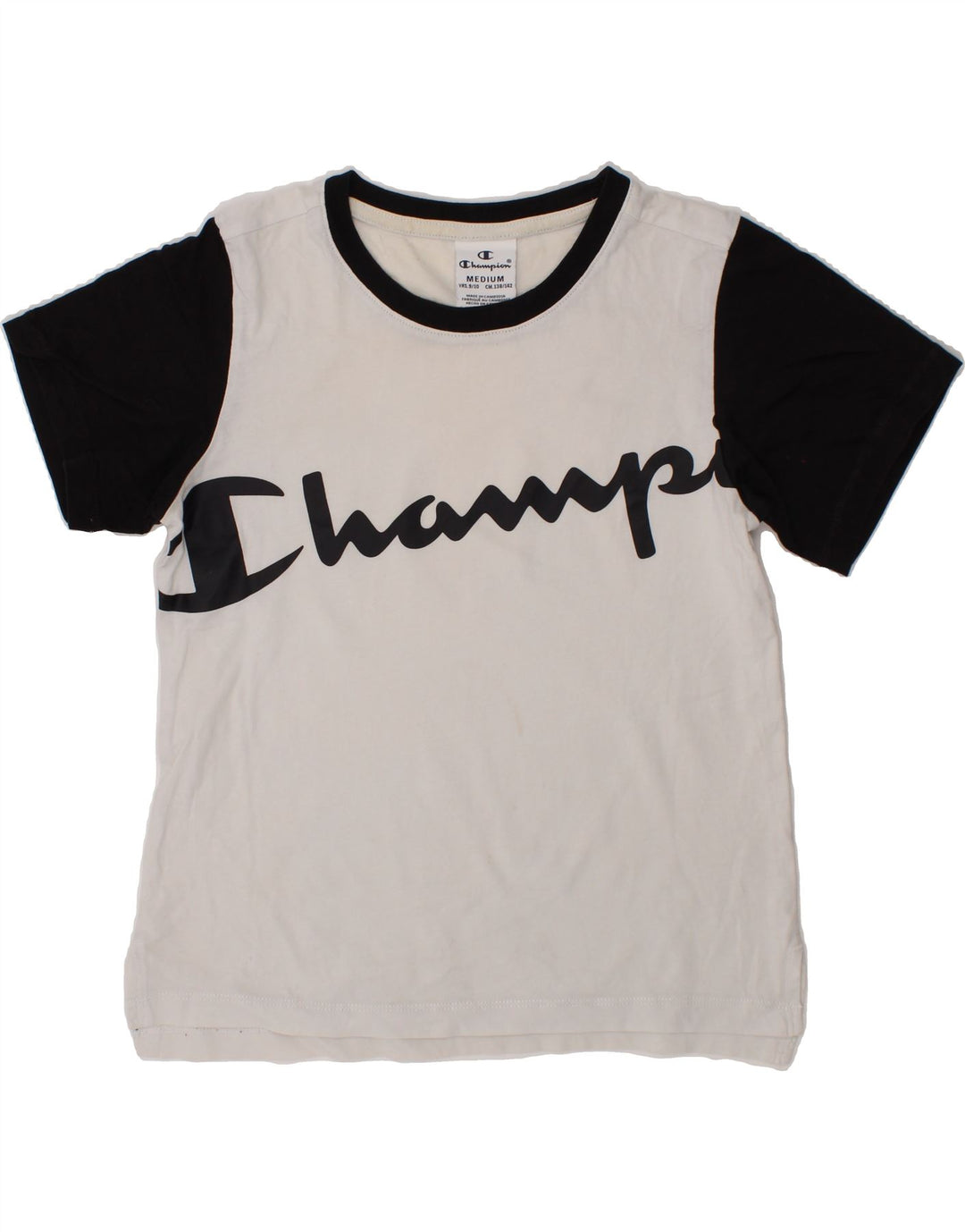 CHAMPION Boys Graphic T-Shirt Top 9-10 Years Medium  White Colourblock Vintage Champion and Second-Hand Champion from Messina Hembry 