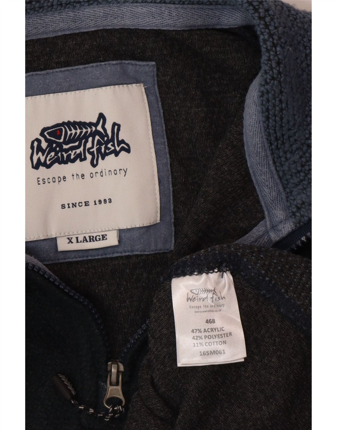 WEIRD FISH Sudadera con cuello y cremallera para hombre Jersey XL Azul marino Colorblock