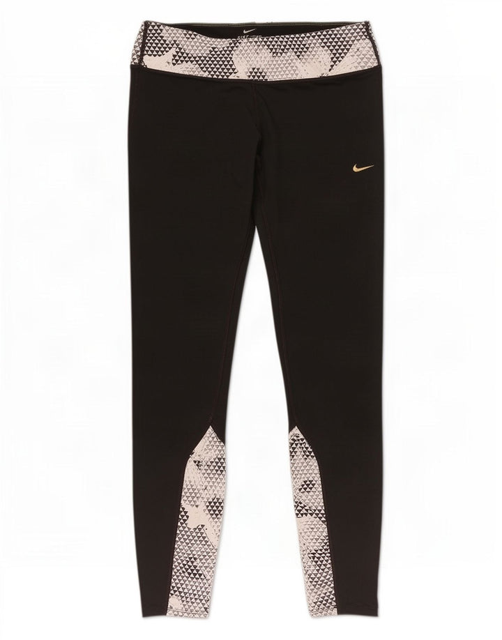Nike Leggings Dri Fit para mujer UK 44 Mediano Negro Geométrico Poliéster