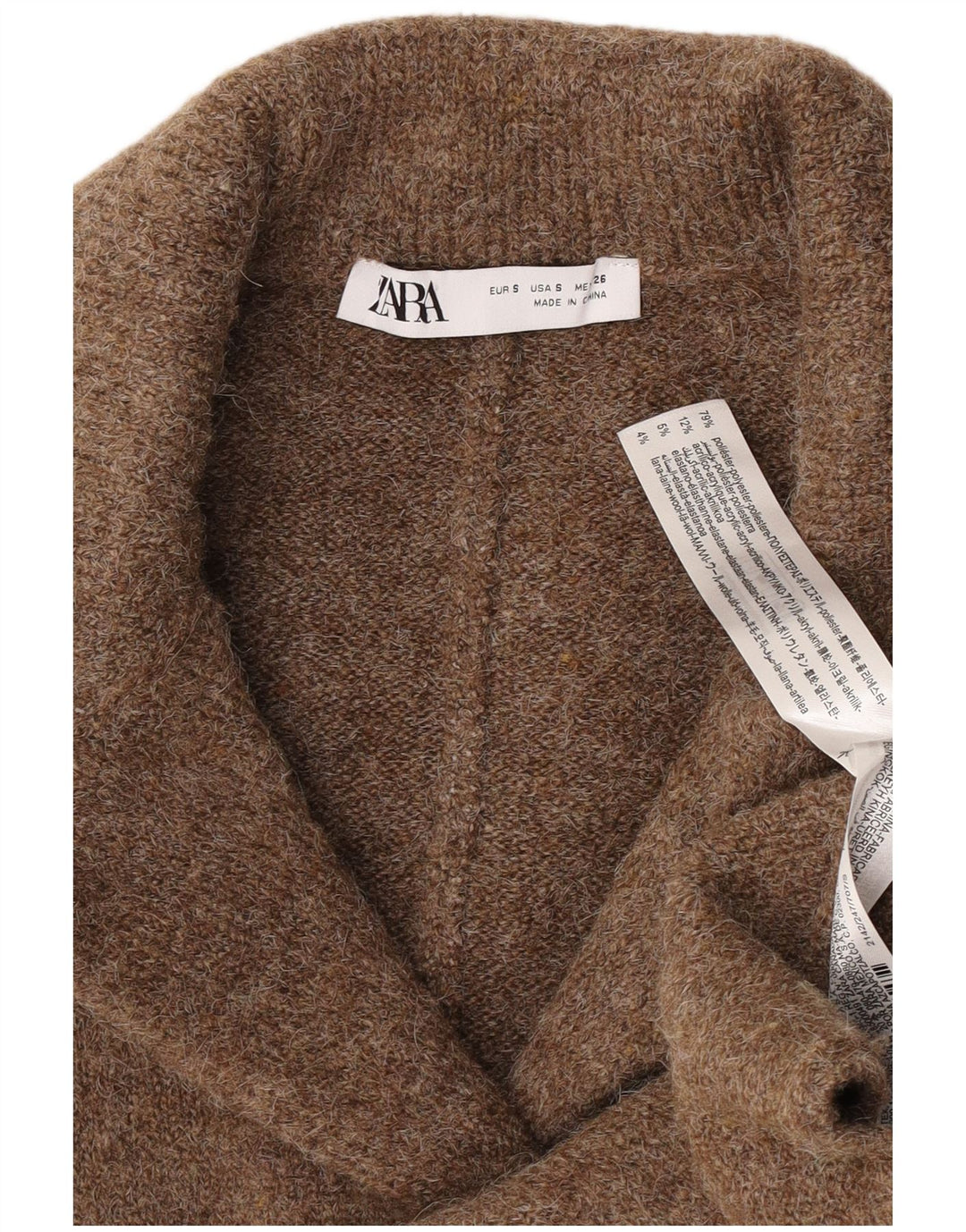 Zara Mujer Suéter Cárdigan Extragrande UK 10 Small Marrón Poliéster