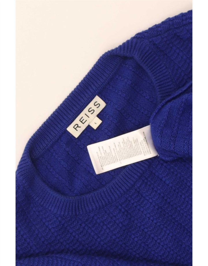 Reiss - Jersey de cuello redondo para hombre, talla grande, algodón azul