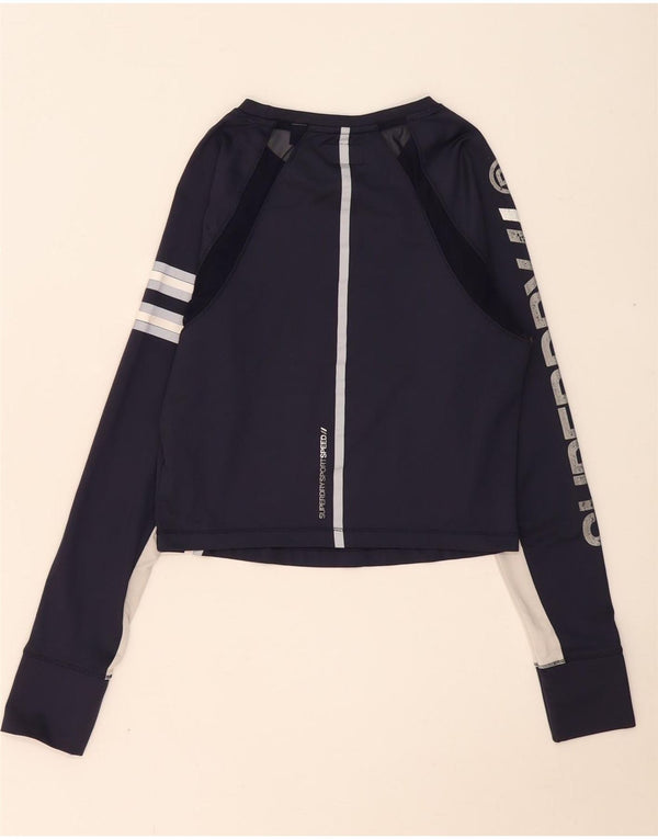 Superdry Top gráfico de manga larga para mujer, UK 42, color azul marino mediano, color block