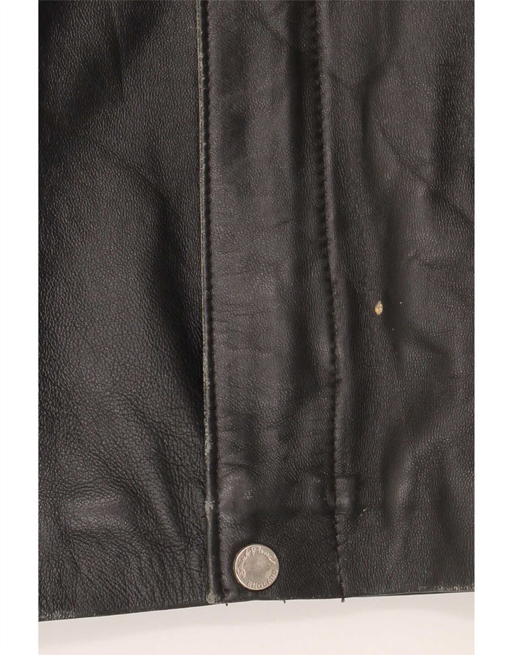 Vintage hombres regular fit chaqueta de cuero Reino Unido 40 grande negro