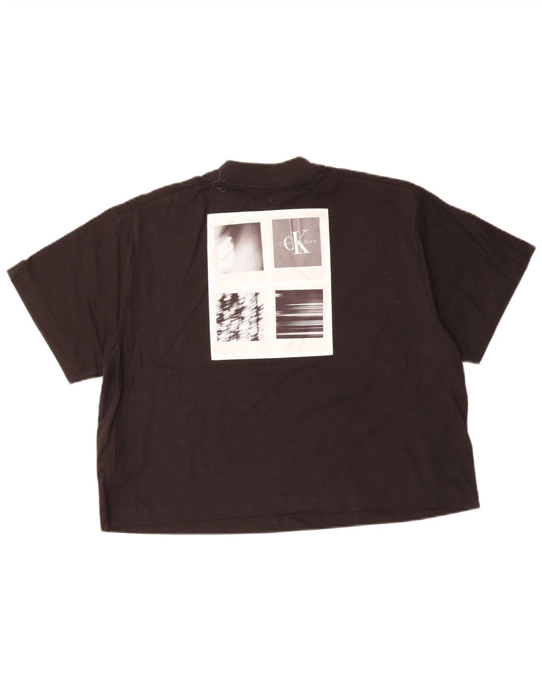 CALVIN KLEIN Camiseta corta extragrande con gráfico para mujer UK 10 Small Black