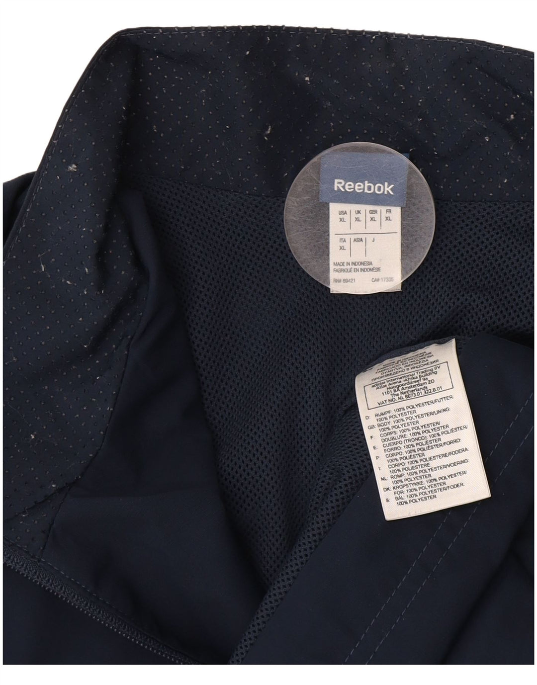 REEBOK Chaqueta superior de chándal para hombre XL Poliéster azul marino