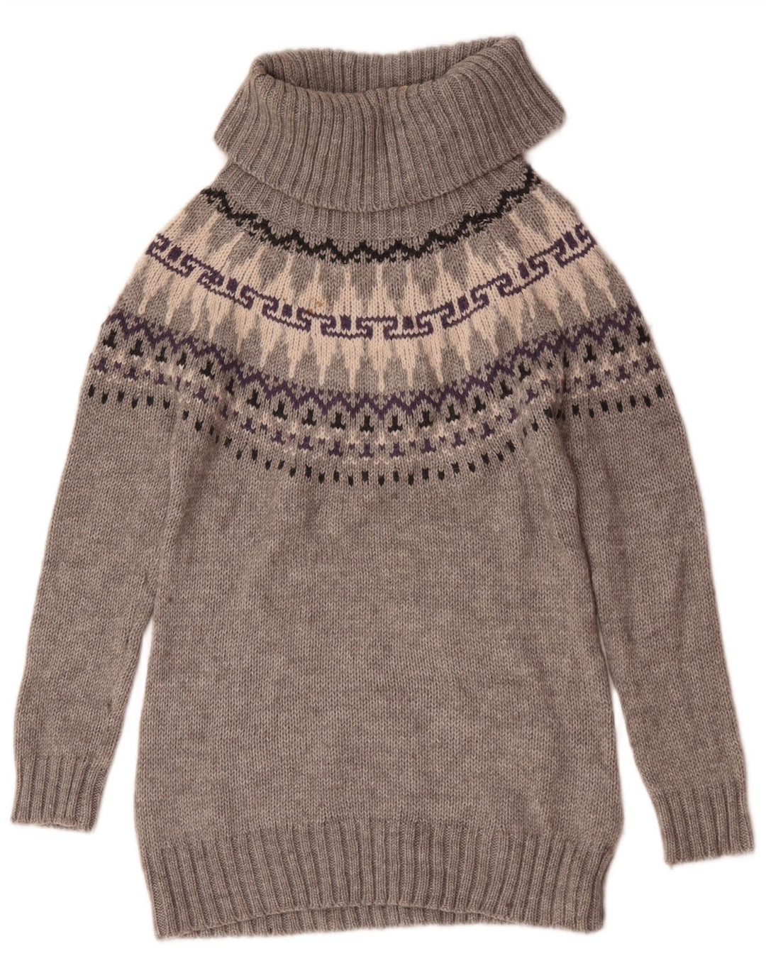 Marks & Spencer Suéter tipo jersey con cuello vuelto para mujer Reino Unido 40 Gris medio Fair Isle