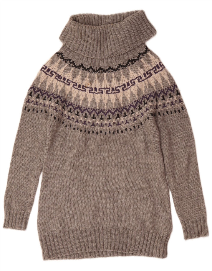 Marks & Spencer Suéter tipo jersey con cuello vuelto para mujer Reino Unido 40 Gris medio Fair Isle