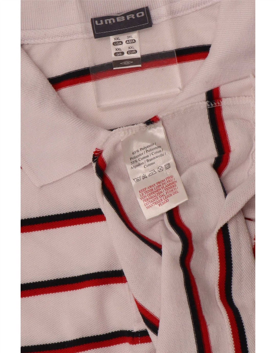 Polo Umbro Hombre 2XL Poliéster A Rayas Blanco