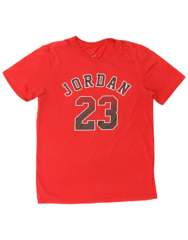 JORDAN Camiseta Dri Fit para hombre con gráfico y parte superior de algodón rojo mediano