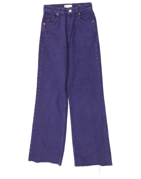 Zara Jeans De Pierna Ancha Para Mujer EU 34 2XS W24 L32 Algodón Púrpura