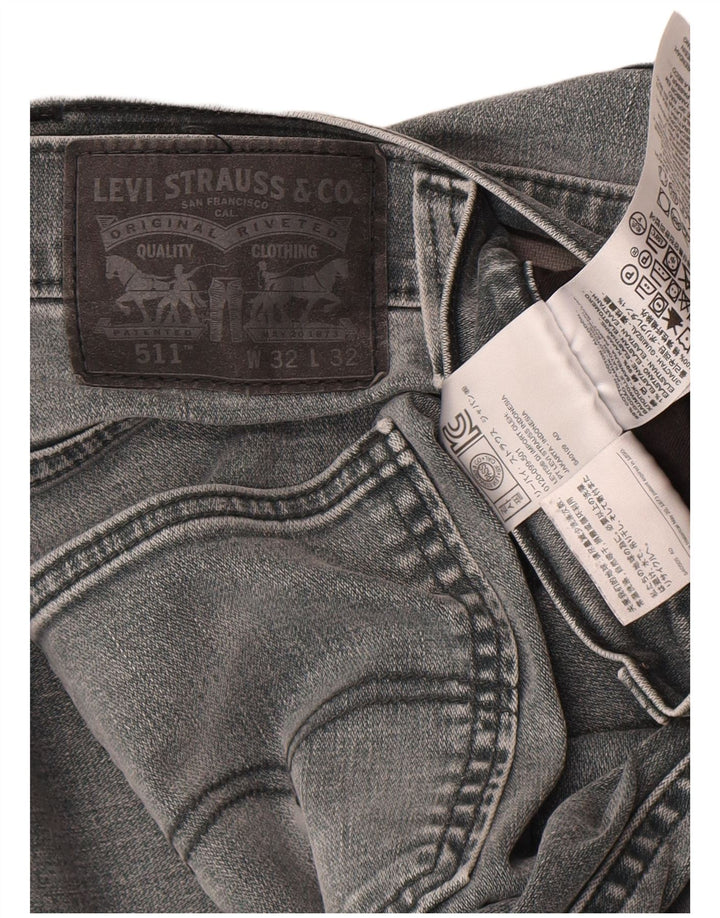 Levi's Hombre 511 Slim Jeans W32 L32 Algodón Gris