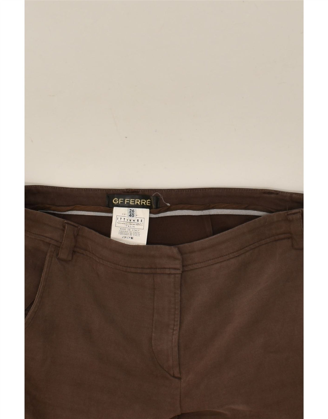 GF FERRE Womens Slim Chino Trousers IT 40 Small W26 L30  Brown Polyester Vintage GF Ferre and Second-Hand GF Ferre from Messina Hembry 