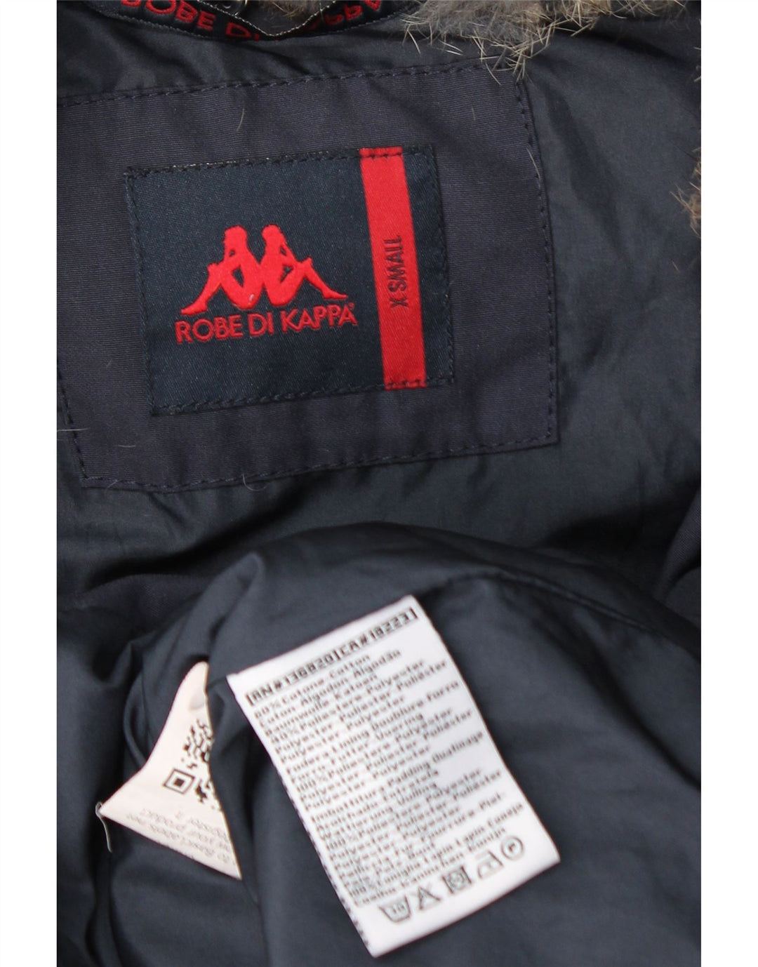 KAPPA Chaqueta acolchada con capucha para mujer UK 6 XS Azul marino Algodón