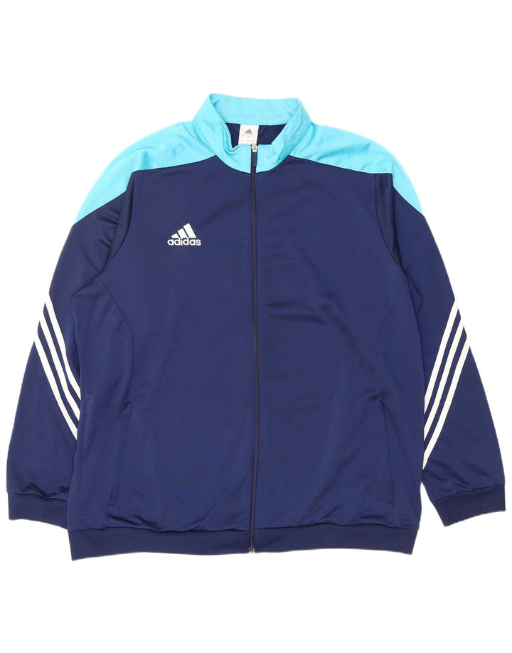 ADIDAS Mens Tracksuit Top Jacket 2XL Navy Blue Colourblock Polyester
