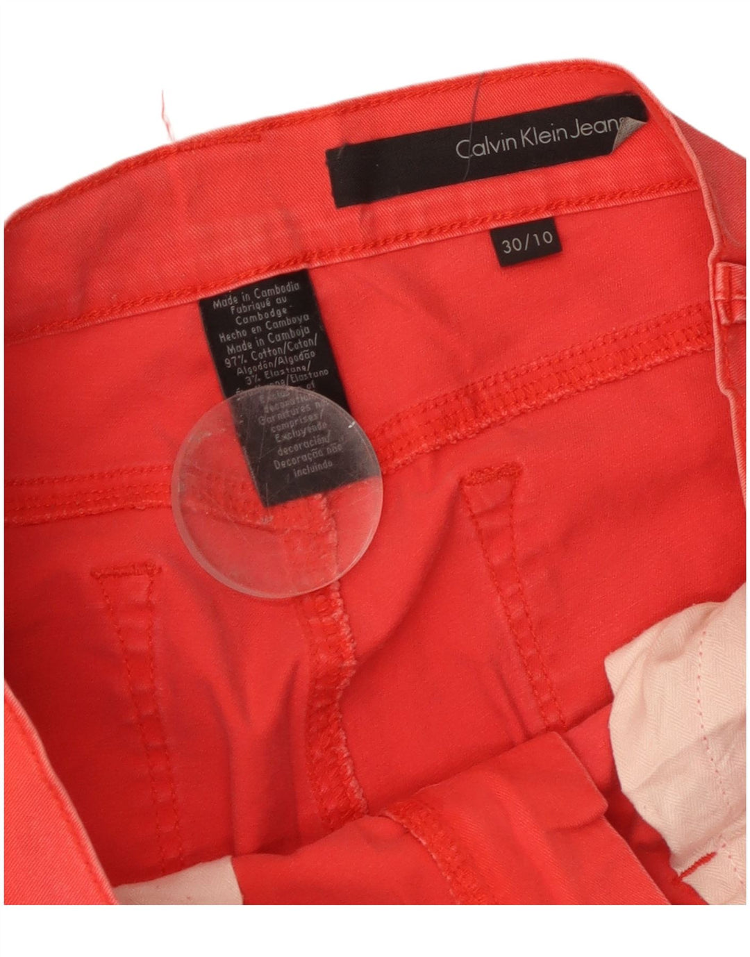 Calvin Klein Pantalones cortos ajustados para mujer US 10 Medium W30 L26 Rojo