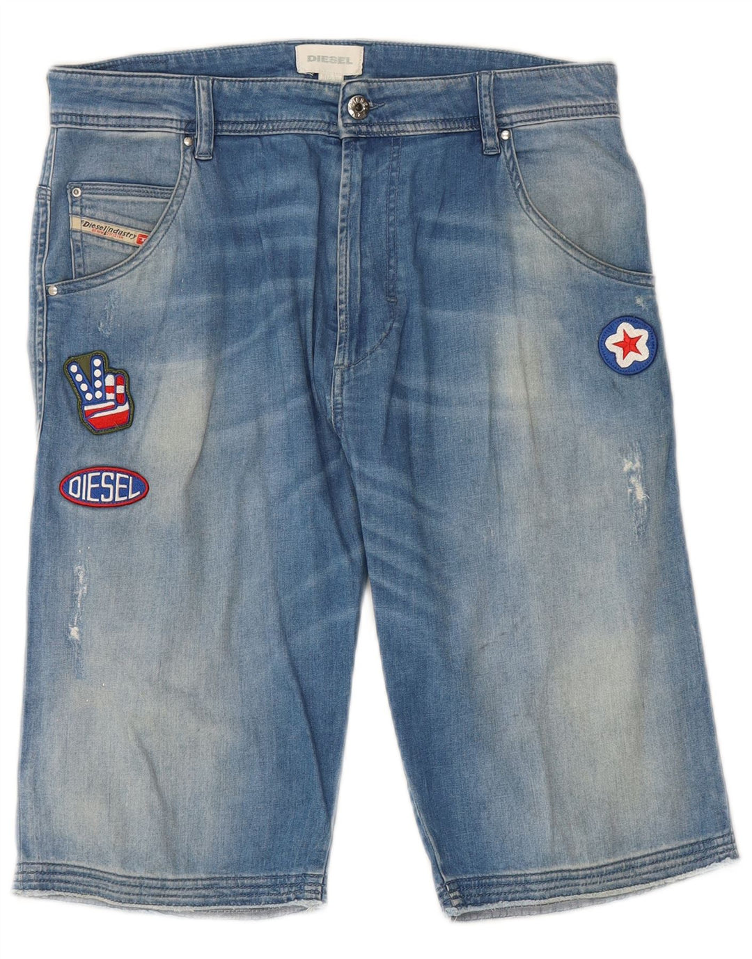 DIESEL Pantalones cortos vaqueros para mujer UK 16 Large W32 Azul