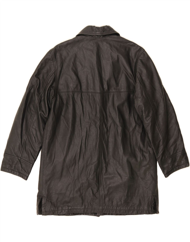 VINTAGE Womens Loose Fit Leather Coat IT 44 Medium Black Leather Vintage Vintage and Second-Hand Vintage from Messina Hembry 