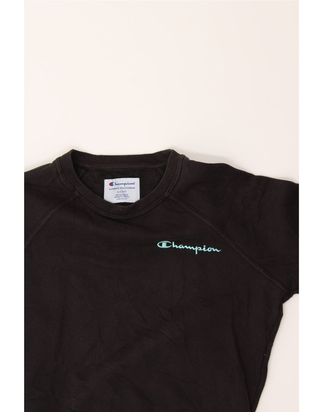 CHAMPION Womens Oversized Sweatshirt Jumper UK 10 Small Black Cotton Vintage Champion and Second-Hand Champion from Messina Hembry 