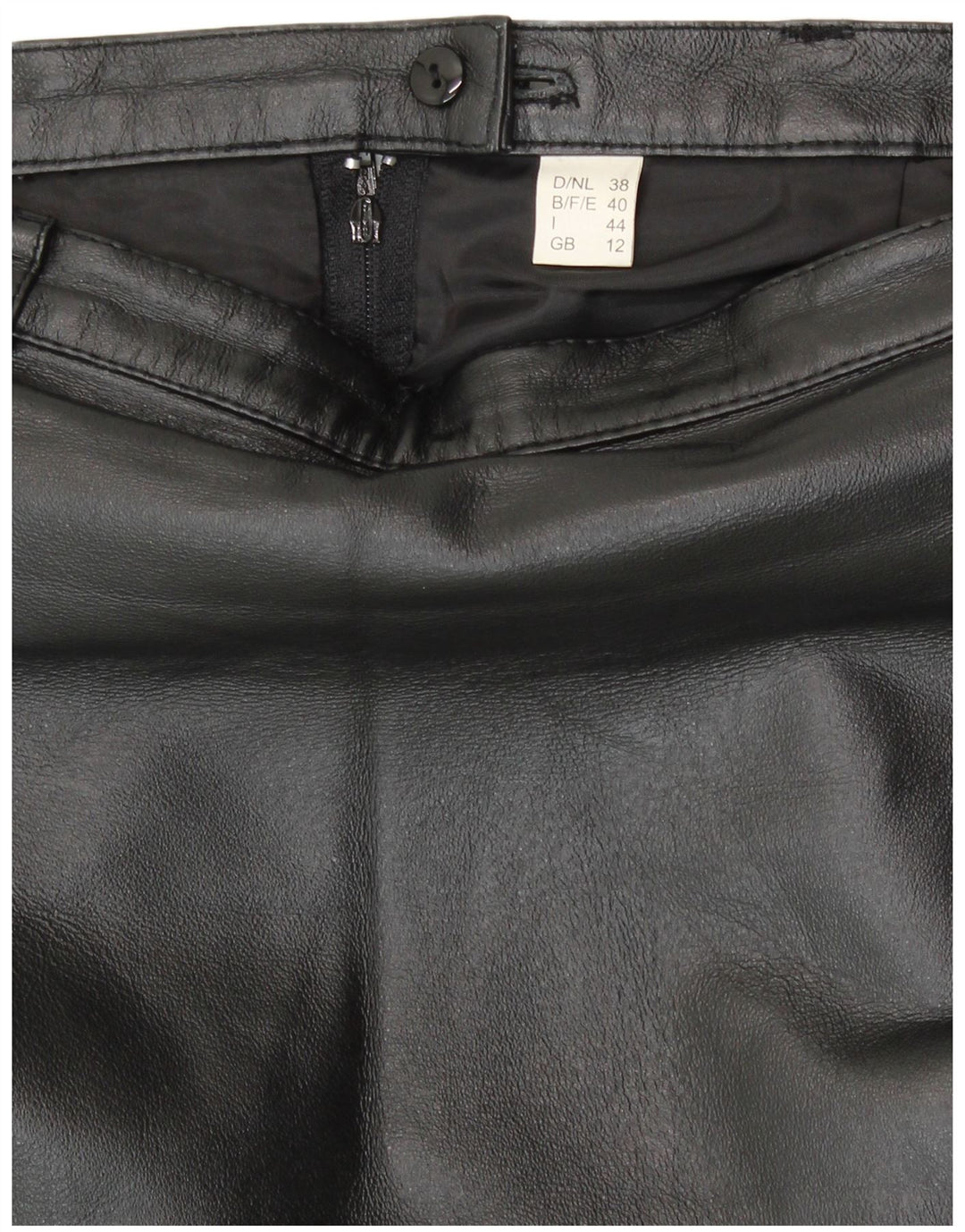 Falda lápiz de cuero vintage para mujer Reino Unido 12 Medio W28 Cuero negro