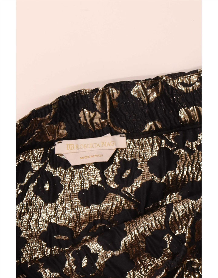 Vintage mujer A-Line falda W30 medio negro floral