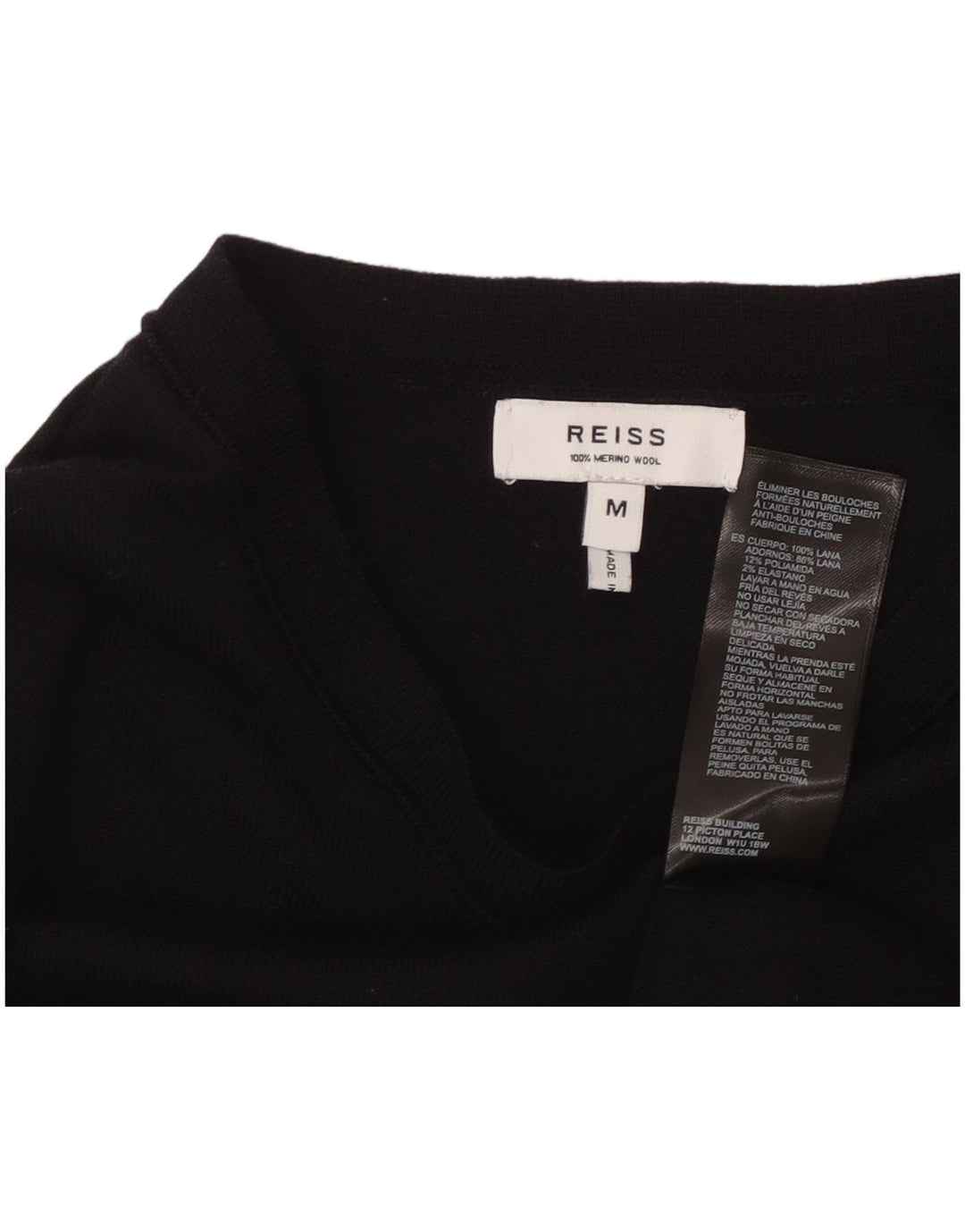 Jersey REISS para mujer con cuello barco UK 12 Medium Navy Blue Wool