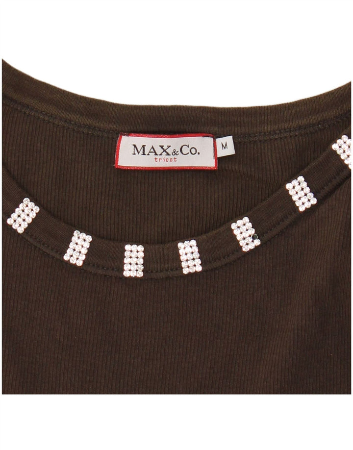 Max & Co. Top corto de tricot para mujer UK 40 Marrón medio