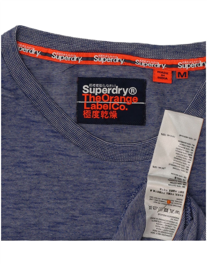 SUPERDRY Hombre Camiseta Top Algodón Moteado Azul Medio