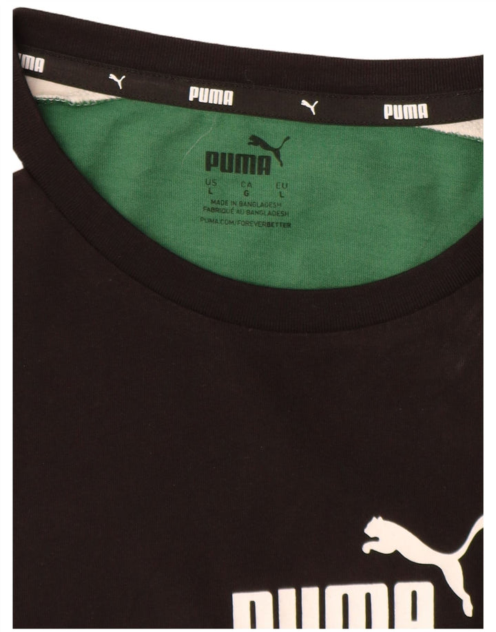 Puma Camiseta gráfica para hombre Top grande de algodón con bloques de color verde