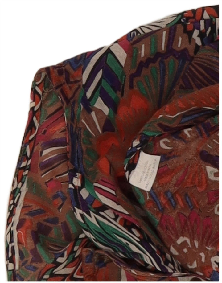 Vintage mujer patrón abstracto camisa blusa Reino Unido 14 grande multicolor