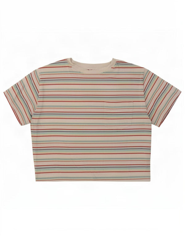 Levi's Womens Crop T-Shirt Top UK 14 Medium Multicoloured Striped Cotton
