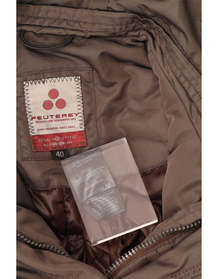 PEUTEREY Abrigo acolchado con capucha para mujer IT 40 Small Caqui Poliéster