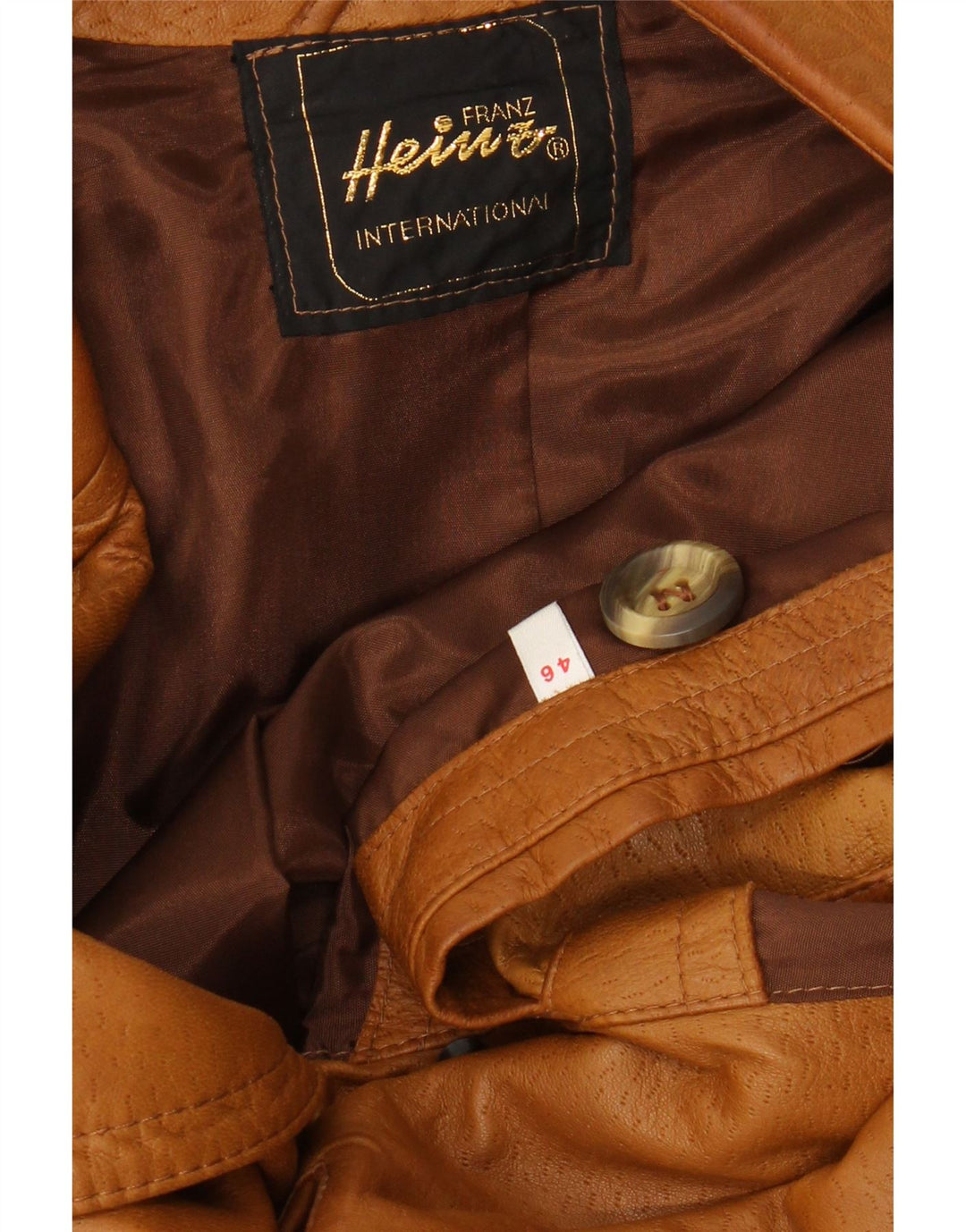 VINTAGE Abrigo de cuero militar para hombre EU 46 Pequeño Beige