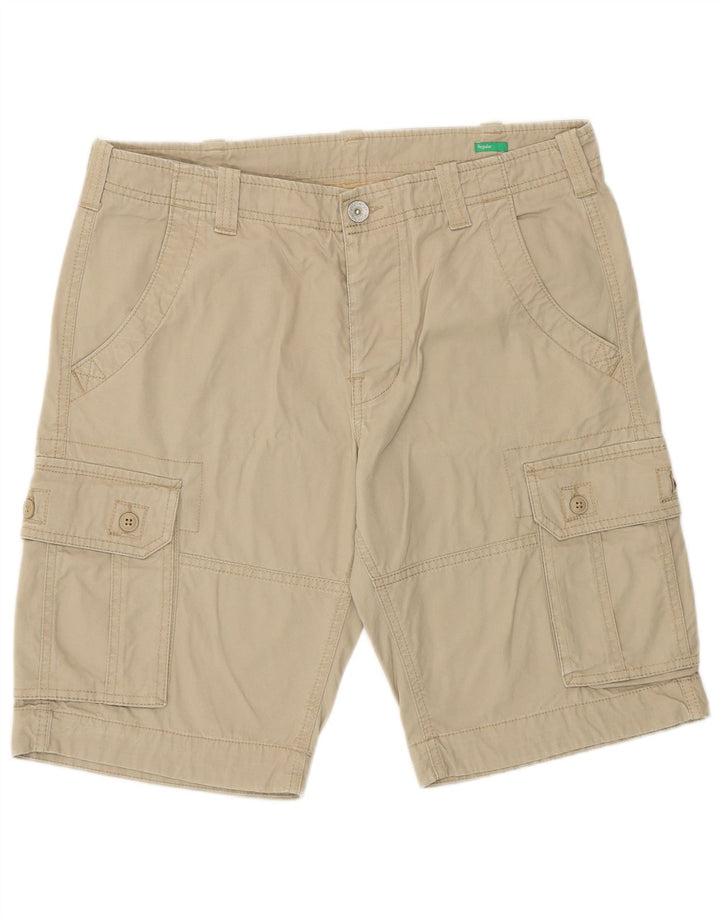 Benetton Shorts Cargo Hombre IT 48 Medium W32 Algodón Beige