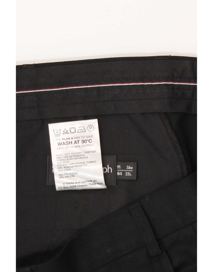 Marks & Spencer Pantalón de traje recto para hombre W36 L33 Poliéster negro