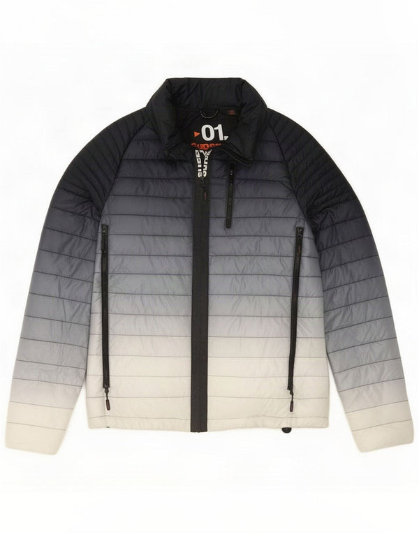 Chaqueta acolchada con capucha y gráfico Superdry para mujer UK 46 Large Black Colourblock