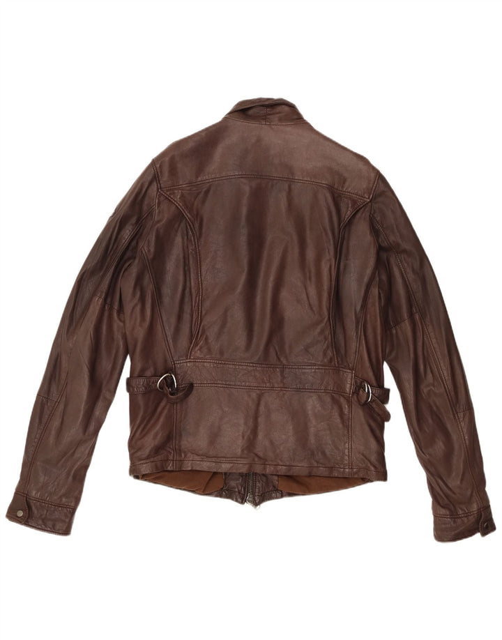 Roy Rogers Chaqueta de cuero para hombre IT 50 Cuero marrón grande