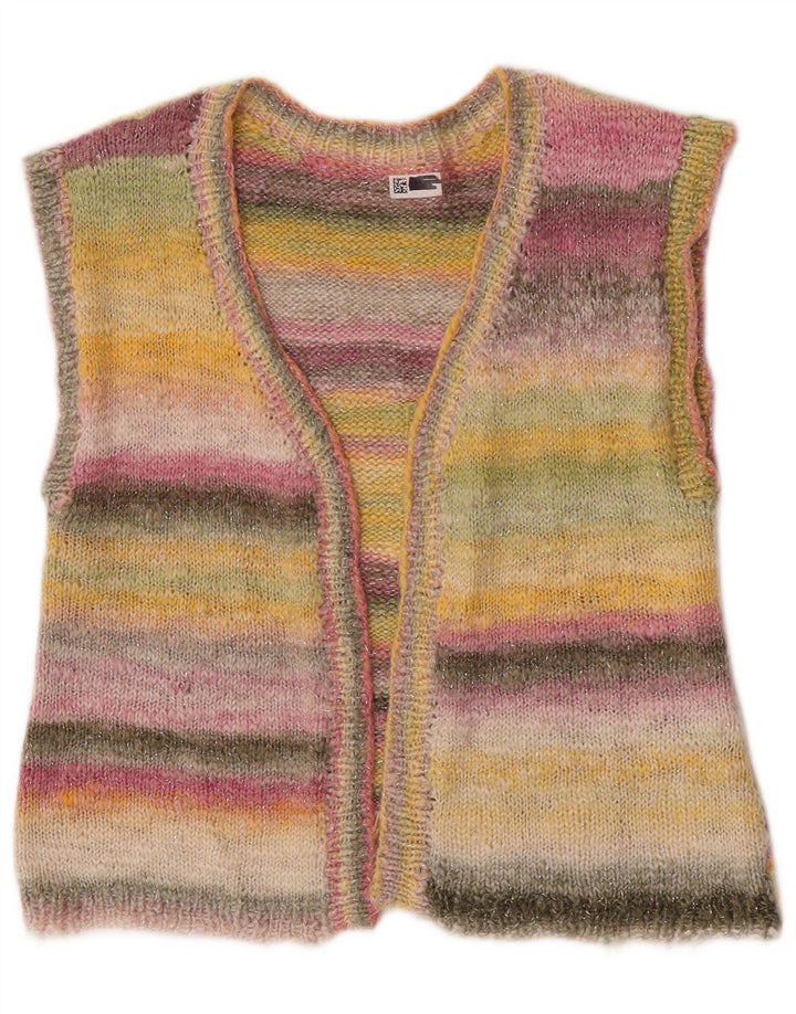 Vintage mujer sin mangas cardigan suéter Reino Unido 14 medio multicolor