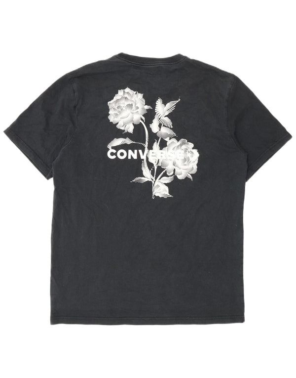 Converse - Camiseta gráfica para hombre, talla grande, algodón negro