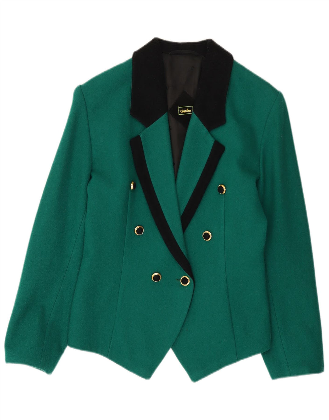 Vintage mujer doble pecho Blazer chaqueta Reino Unido 14 verde medio