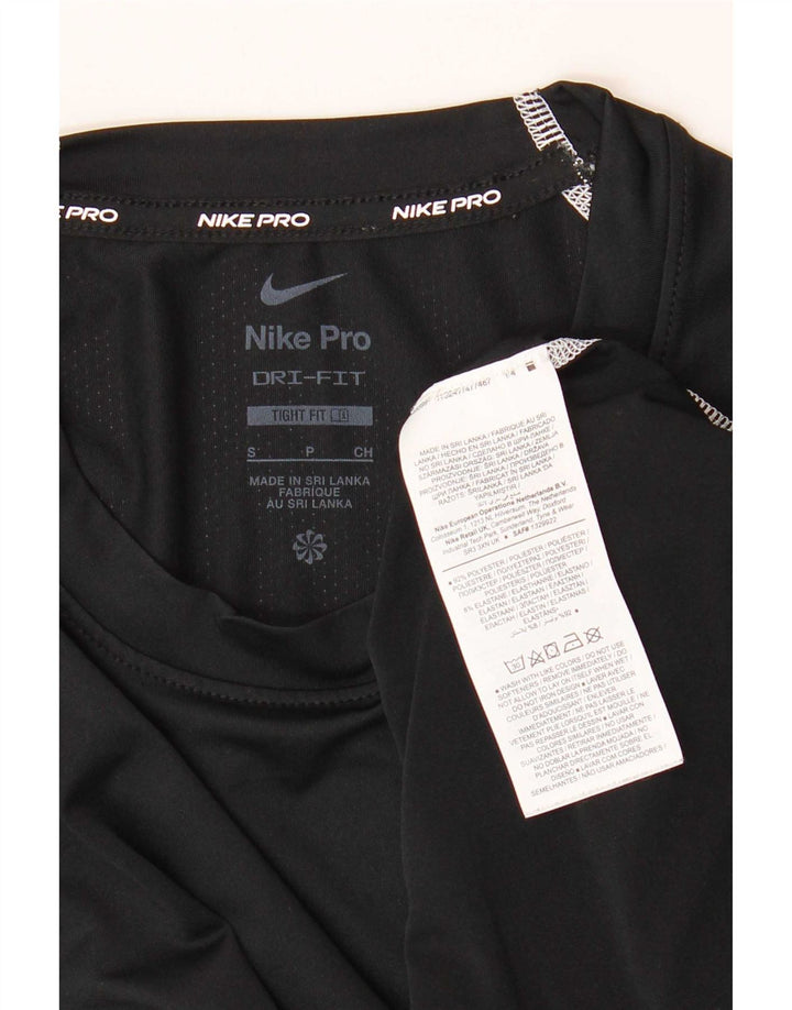 Nike Camiseta ajustada con gráfico de manga larga para hombre, poliéster negro pequeño
