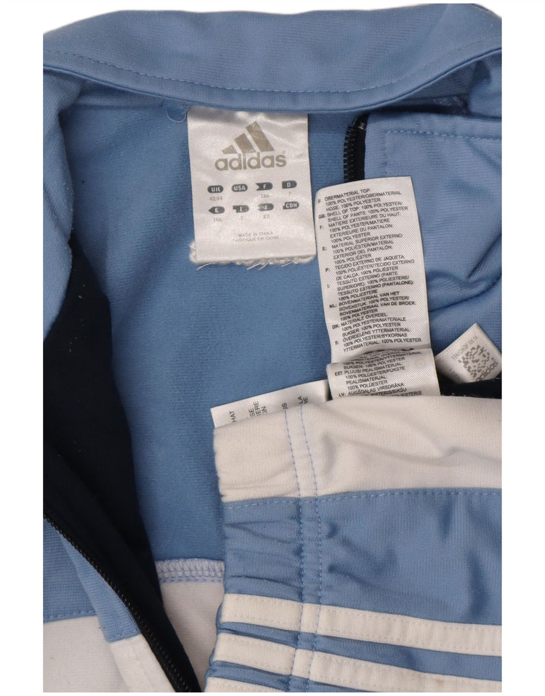 Adidas Hombre Chándal Top Chaqueta UK 42/44 Grande Azul Colorblock Poliéster