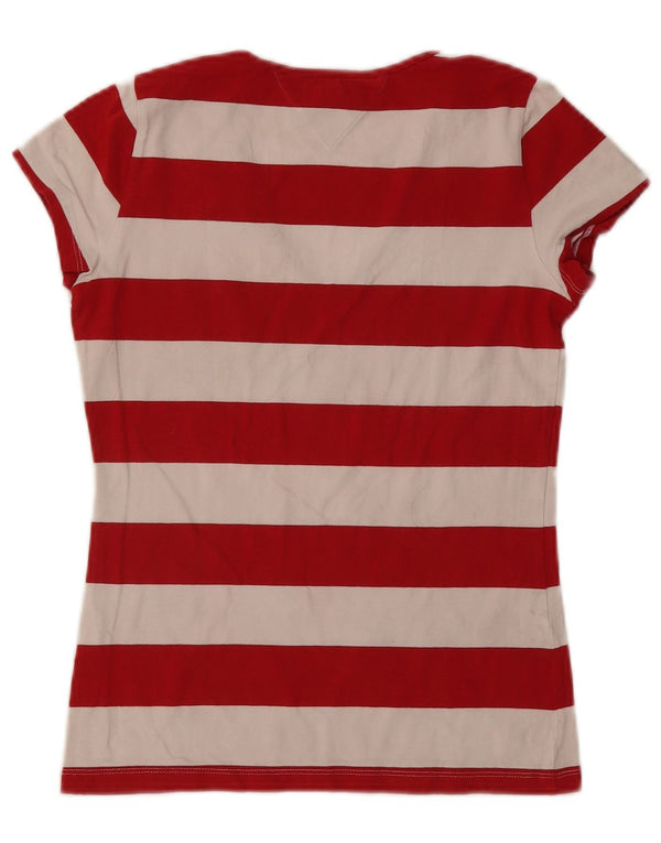 TOMMY HILFIGER Camiseta para mujer Top UK 12 Algodón de rayas rojas medianas