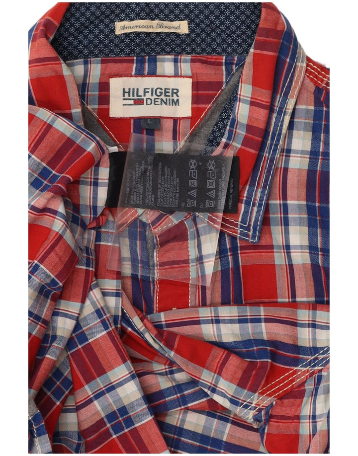 TOMMY HILFIGER Camisa para niño 15-16 años Grande Cuadros rojos Algodón