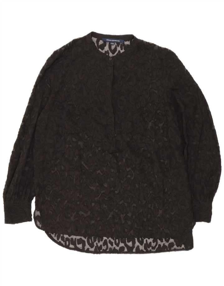 French Connection Top tipo túnica transparente para mujer Reino Unido 40 Mediano Negro